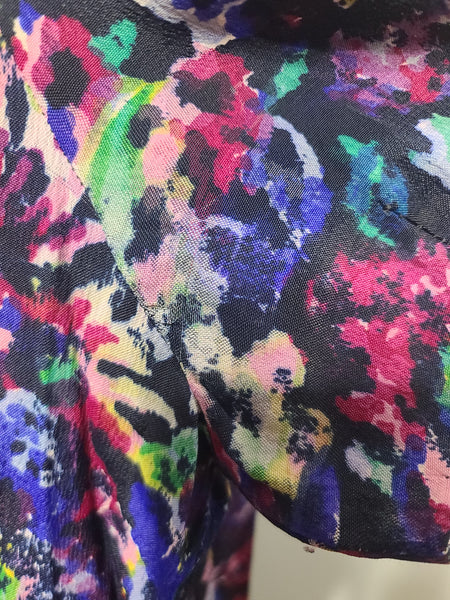 Purple Flower Print Dress <br> (B-48" W-40" H-49")