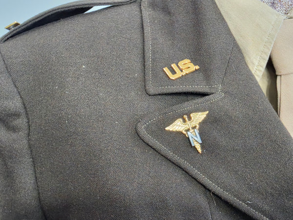 Named Army Nurse Uniform Grouping: Jacket, Skirt, Hat, Blouse, Tie & More <br> (B-34" W-24" H-34")