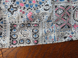White Blue Pink Abstract Print Dress <br> (B-34" W-25.5" H-42")