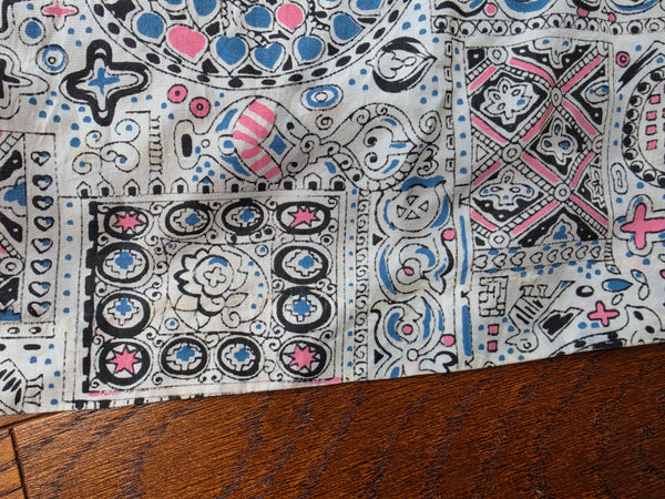 White Blue Pink Abstract Print Dress <br> (B-34" W-25.5" H-42")