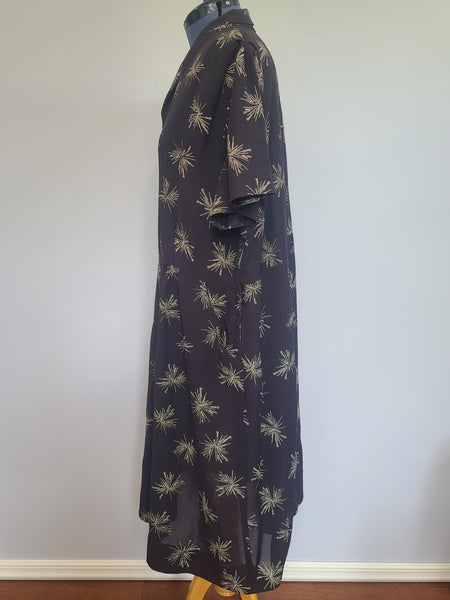 Plus Size Black Rayon Firework Print Dress <br> (B-57" W-49" H-62")