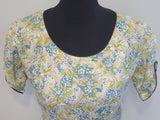 Light Blue and Green Flower Print Dress <br> (B-37" W-28.5" H-39")