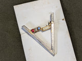 Victory Pin Rhinestone V Dot-Dot-Dot-Dash