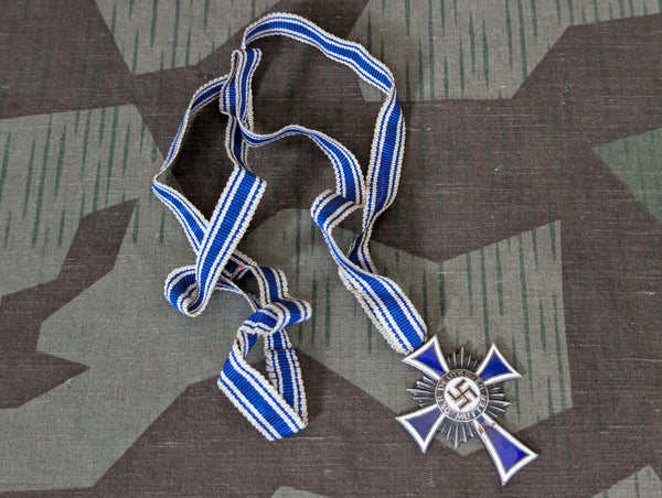 Mother's Cross in Silver with Original Ribbon (Chipped Enamel)