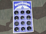 Original Card of 12 Trouser Buttons Hosenknopfe 17mm & 15mm