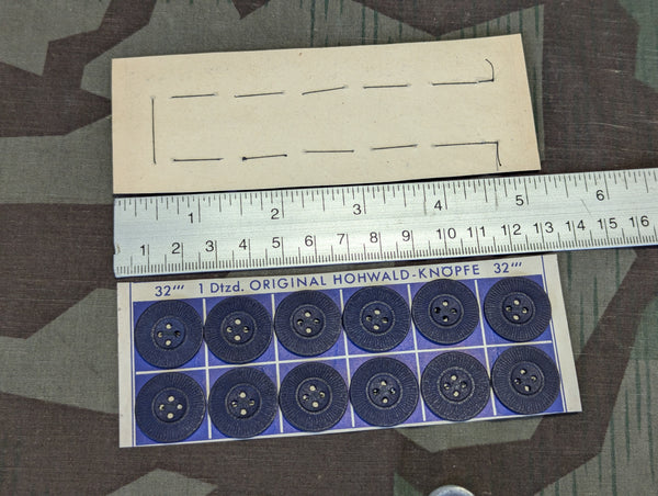 1 Dozen 20mm Blue Pressed Paper Buttons on Card