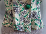 Green Print Peplum Blouse <br> (B-36" W-26")