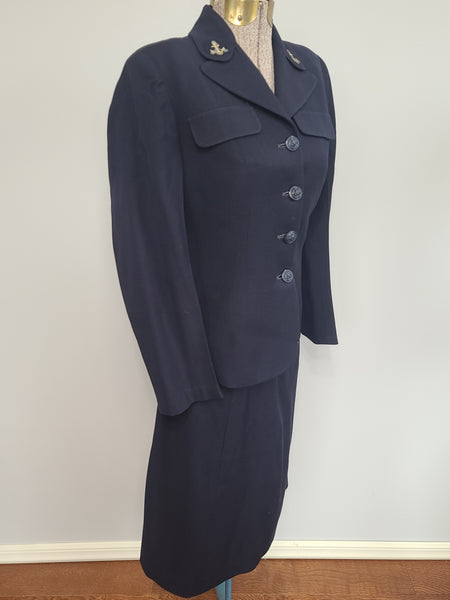 Navy WAVES Uniform Set: Jacket and Skirt <br> (B-34.5" W-24" H-33")
