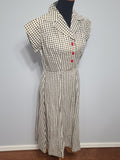 Brown Tan Checkered Dress <br> (B-38" W-30" H-41")