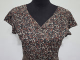 Black and Brown Print Dress and Short Sleeve Top <br> (B-38" W-30" H-36")