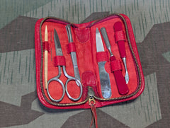 German Red Leather Pocket Hygiene Kit DRP