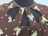 Cold Rayon Lady and Fan Novelty Print Dress <br> (B-36" W-27" H-35")