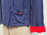 Navy Blue Smock Top with Red Trim <br> (34" Bust)