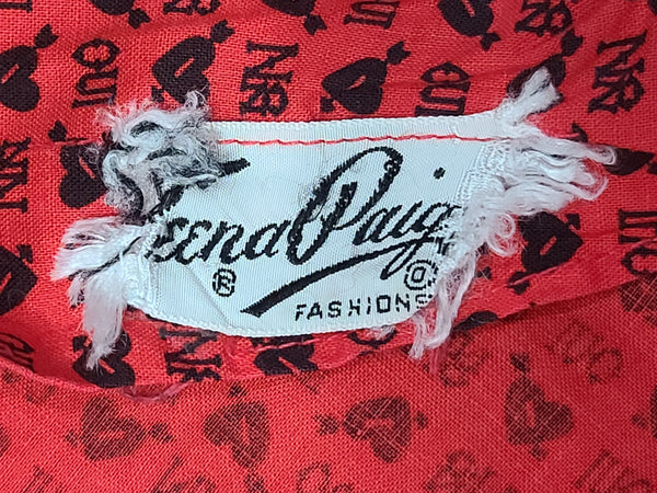 Heart Novelty Print French Oui Non Dress <br> (B-36" W-29" H-37")