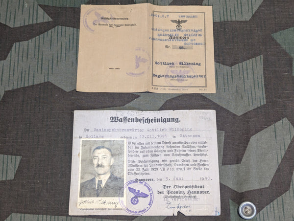 Original German Oilcloth Identification and Weapon Permit