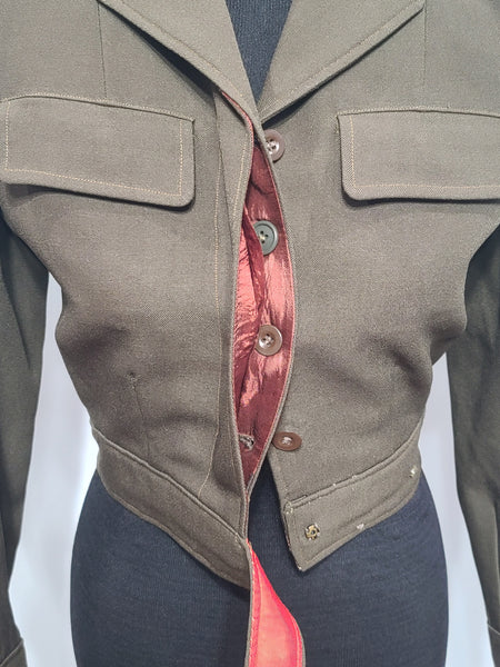 Women's Ike Jacket Red Lining Theater Made 9th Air Force (B-36" W-27")