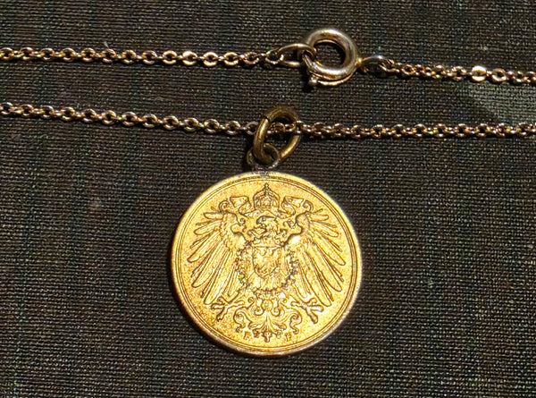 Deutsches Reich Enamel German and Austrian Flag Pfennig Necklace