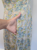 Light Blue and Green Flower Print Dress <br> (B-37" W-28.5" H-39")