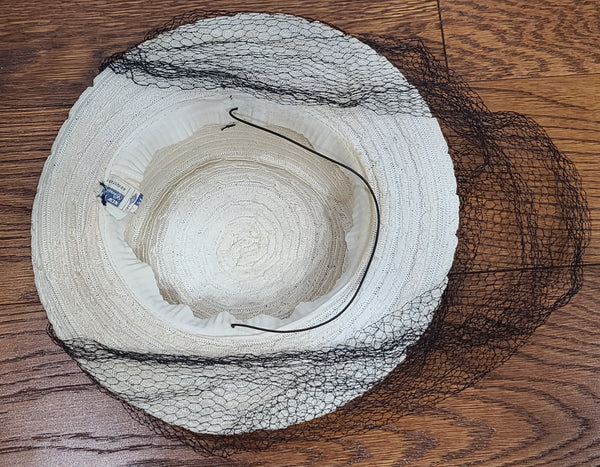 White Straw Tilt Hat with Netting