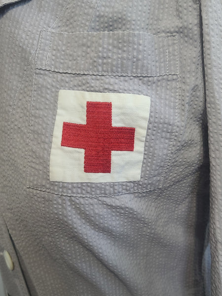 American Red Cross Gray Lady Seersucker Uniform Dress and Hat <br> (B-36" W-28" H-36")