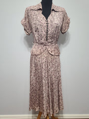 Lavender Rose Print Dress <br> (B-41" W-34" H-42")