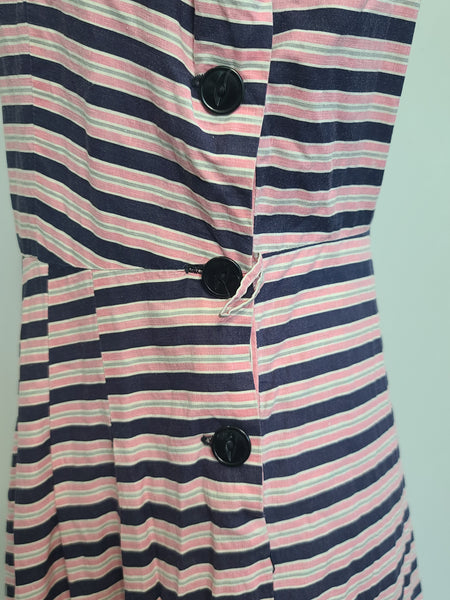 Pink and Dark Blue Striped Dress <br> (B-36" W-27" H-38")