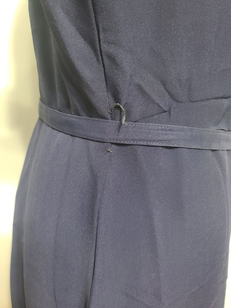 Dark Blue Rayon Dress with Polka Dots <br> (B-46" W-37" H-43")
