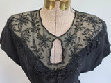 Black Rayon Gown Beading and Peplum <br> (B-36" W-28" H-34")