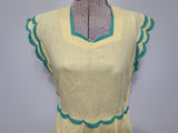 Yellow Lanz Dress with Scalloped Trim <br> (B-32" W-26"" H-39")