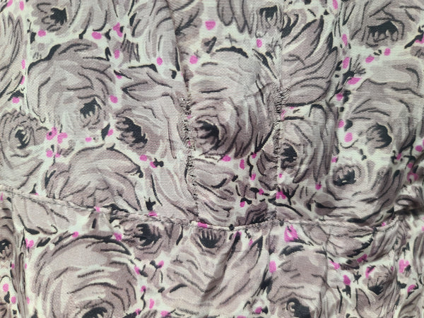 Lavender Rose Print Dress <br> (B-41" W-34" H-42")