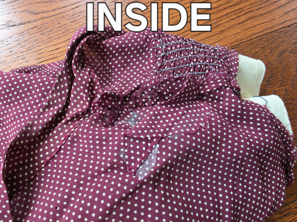Maroon Dress with Tiny Polka Dots <br> (B-46" W-38.5" H-46")