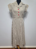 Brown Tan Checkered Dress <br> (B-38" W-30" H-41")