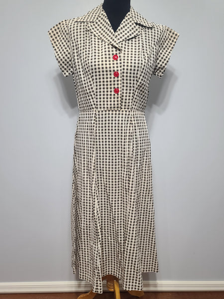 Brown Tan Checkered Dress <br> (B-38" W-30" H-41")