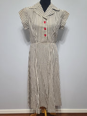 Brown Tan Checkered Dress <br> (B-38" W-30" H-41")