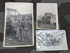 Lot Of 3 Original Photos Vehicles & Folding Stool