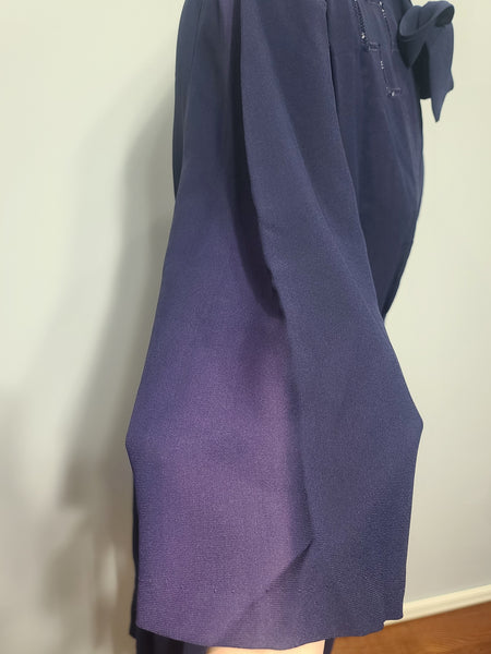 Dark Blue Rayon Dress with Polka Dots <br> (B-46" W-37" H-43")