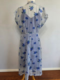 Blue Flower Print Dress and Slip <br> (B-37" W-33" H-37")