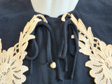 Black Dress with White Lace and Buttons <br> (B-36" W-29" H-35")