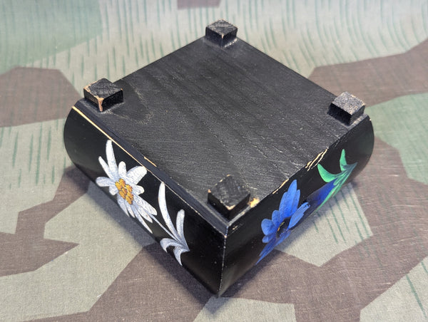 Wood Edelweiss Carved Jewelry or Keepsake Box
