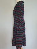 German Long Sleeve Stripe Print Dirndl Dress <br> (B-36" W-30")