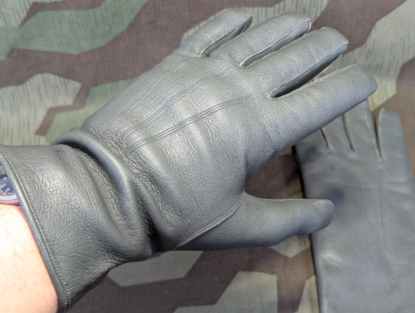 German Insulated Gray Leather Gloves 9 1/2