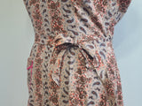 Pink and Brown Paisley Flower Print Wrap Dress <br> (B-44" W-35" H-46")