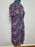Purple Flower Print Dress <br> (B-48" W-40" H-49")
