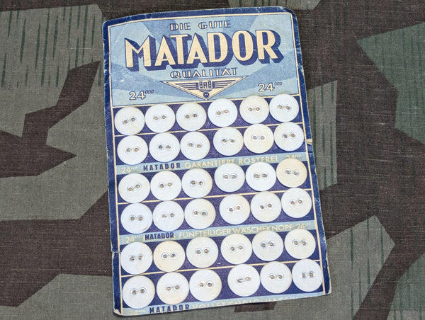 Matador German Cloth Covered Buttons on Card 15mm (36 Buttons on Card)