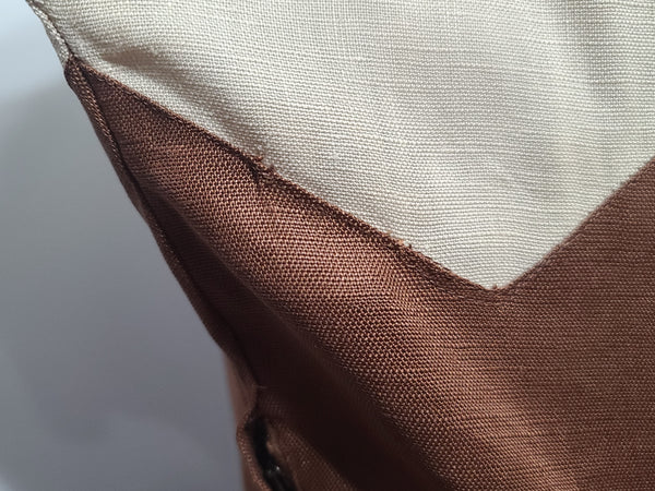 Brown and Tan Colorblock Linen Dress <br> (B-36" W-26.5" H-37")