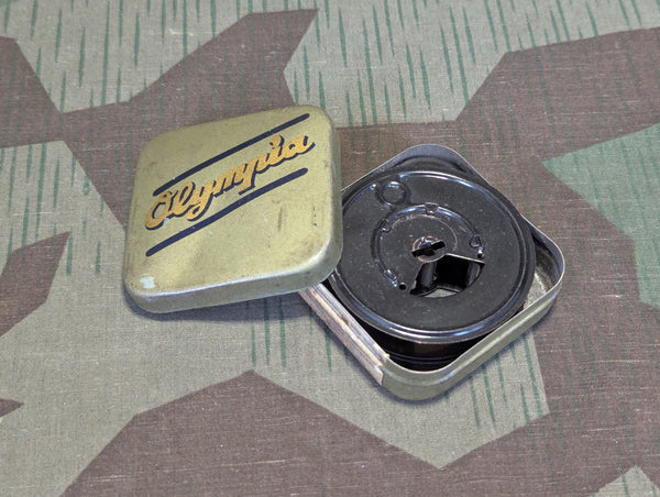 Original Olympia Typewriter Ribbon Tin and Empty Spool