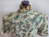 Green Print Peplum Blouse <br> (B-36" W-26")