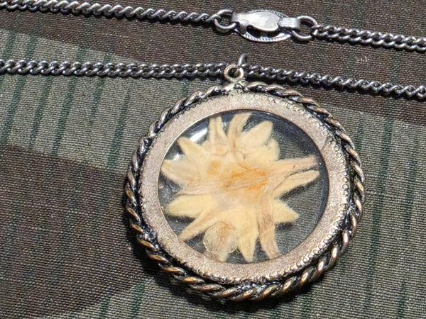 German Edelweiss Pressed Flower Necklace