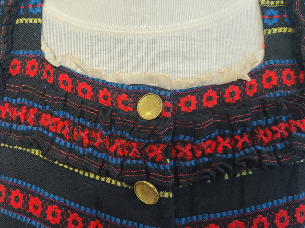 German Long Sleeve Stripe Print Dirndl Dress <br> (B-36" W-30")