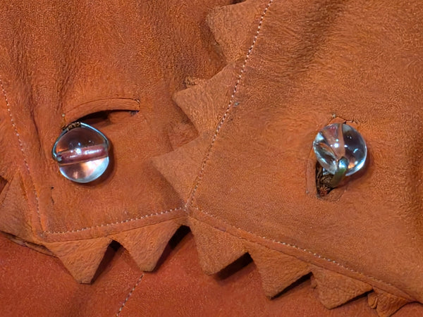 Orange Rayon Dress with Scalloped Edges <br> (B-40" W-30.5" H-38")